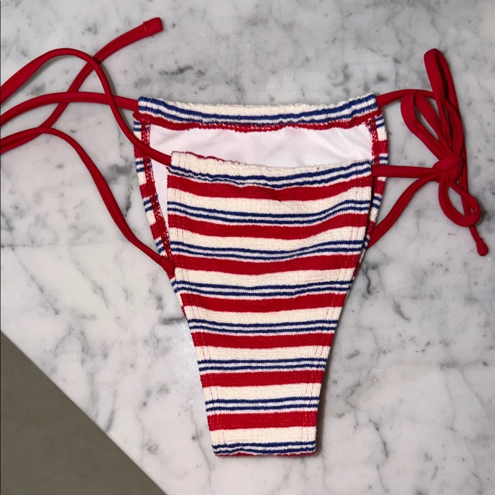Frankie’s bikinis Striped Red and Blue Bikini Bottom